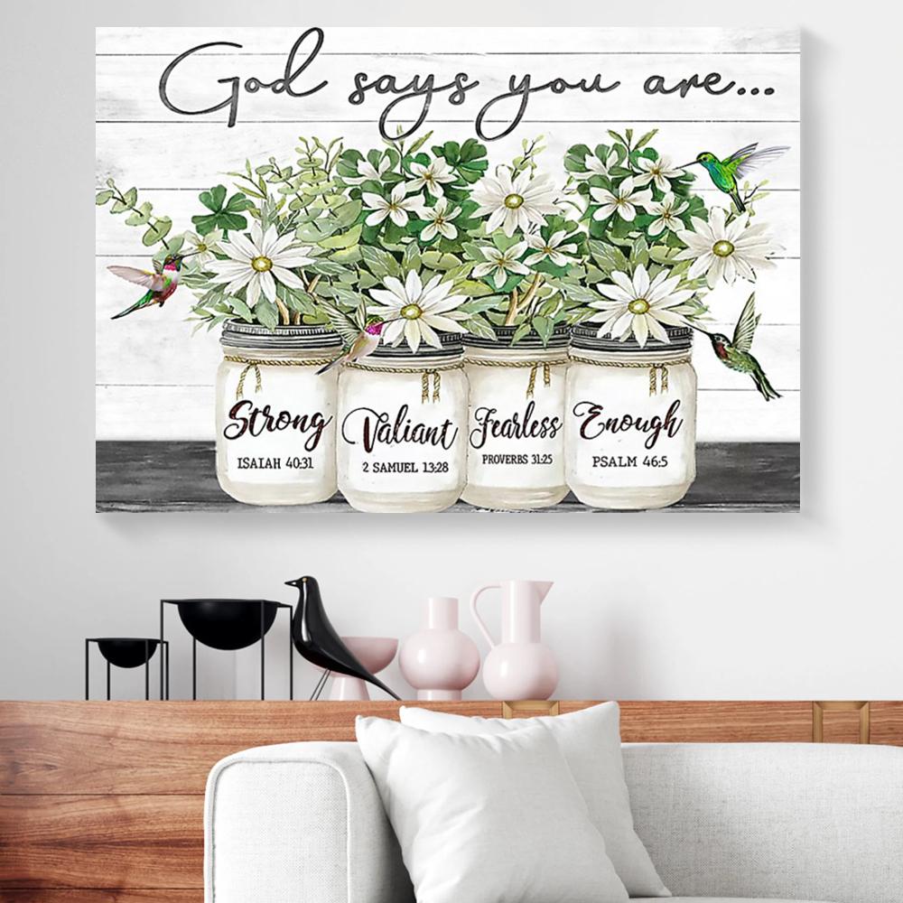 god says you are flowers white board hummingbird canvas prints wall art decor 3381