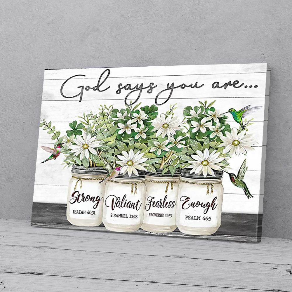 god says you are flowers white board hummingbird canvas prints wall art decor 4713