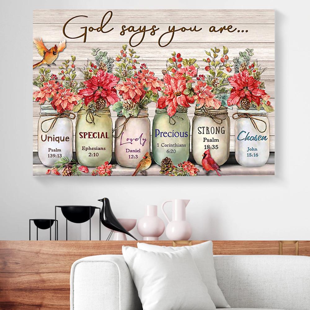 God Says You Are Red Flower Cardinal Canvas Prints - Wall Art Decor god says you are red flower cardinal canvas prints wall art decor 7674