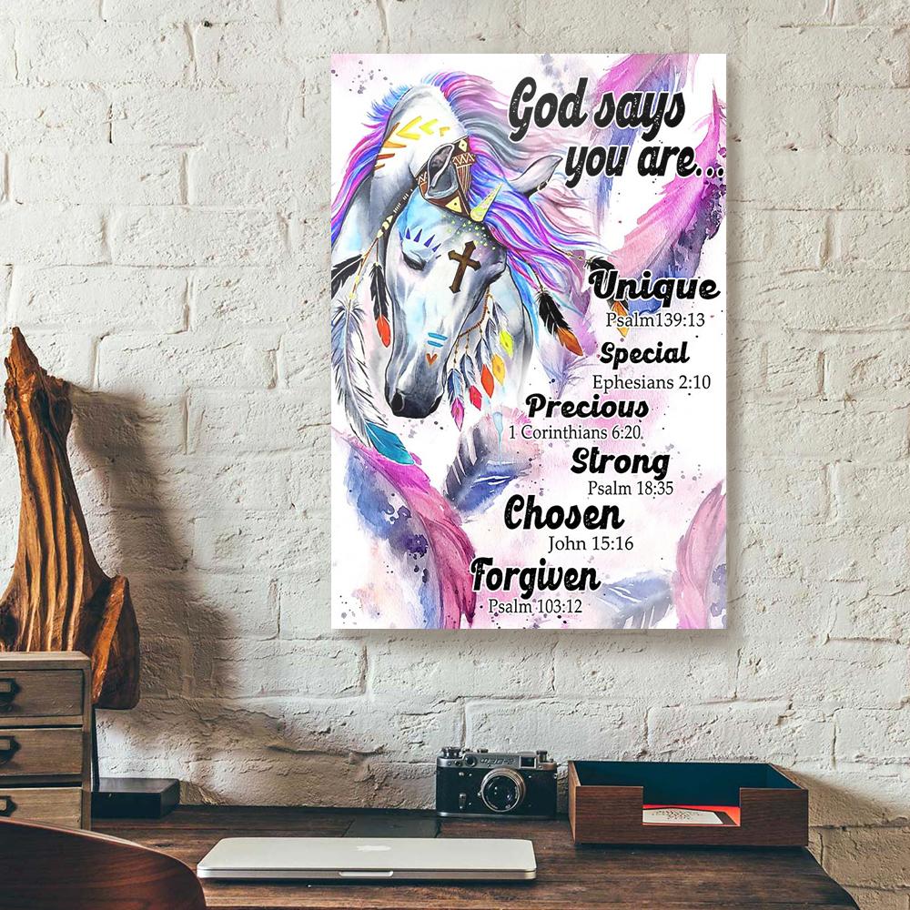 god says you are unique special forgiven horse colorful canvas prints wall art decor 1900