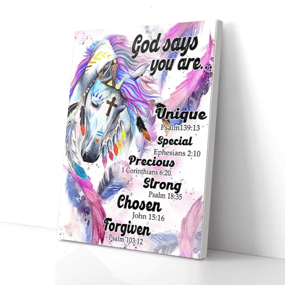 god says you are unique special forgiven horse colorful canvas prints wall art decor 8118