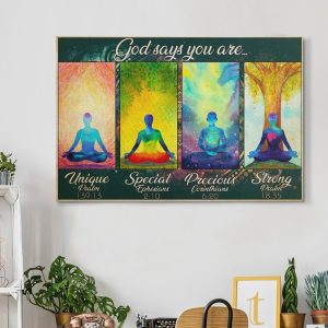 god says you are yoga girl canvas prints wall art decor 3101