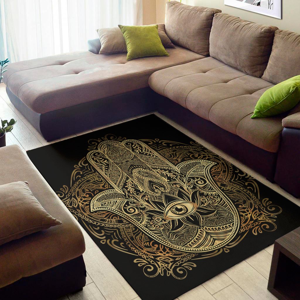 Gold Hamsa Hand Print Area Rug Floor Decor gold hamsa hand print area rug floor decor 5851