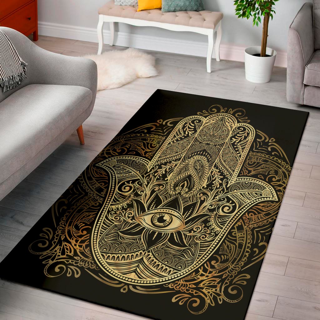 Gold Hamsa Hand Print Area Rug Floor Decor gold hamsa hand print area rug floor decor 7722
