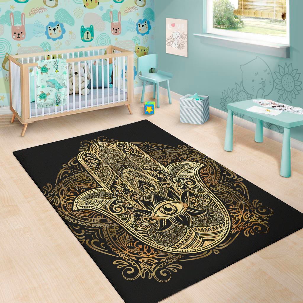 Gold Hamsa Hand Print Area Rug Floor Decor gold hamsa hand print area rug floor decor 8942