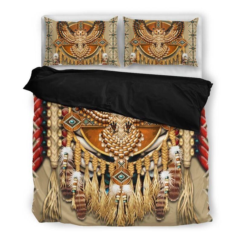 Gold Owl Native American Pattern Duvet Cover Bedding Set Bedroom Decor gold owl native american pattern duvet cover bedding set bedroom decor 5384