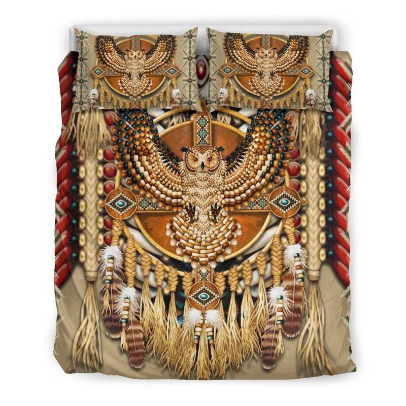 Gold Owl Native American Pattern Duvet Cover Bedding Set Bedroom Decor gold owl native american pattern duvet cover bedding set bedroom decor 5949
