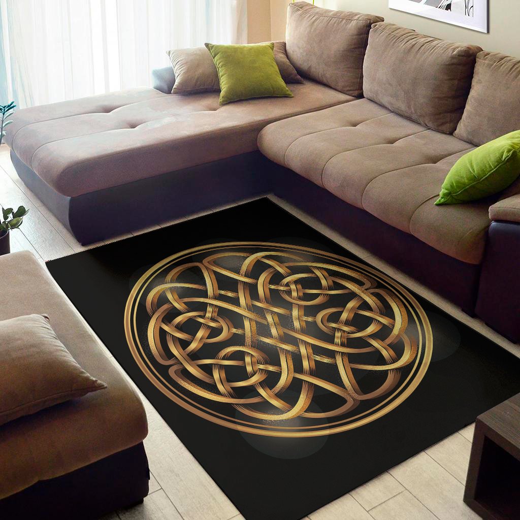 golden celtic knot print area rug floor decor 2314