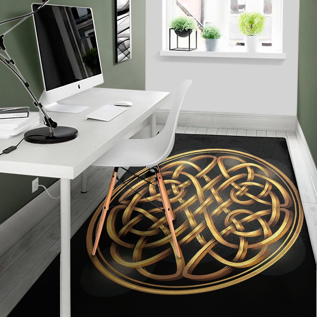 golden celtic knot print area rug floor decor 7944