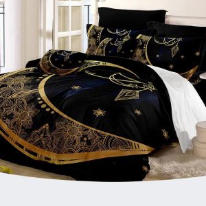 golden dark moon elephant stars dreamcatcher bedding set 2990