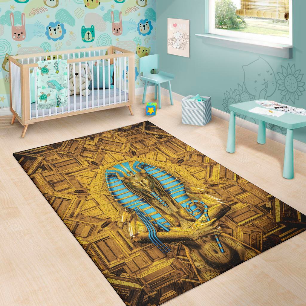 golden egyptian pharaoh print area rug floor decor 1098