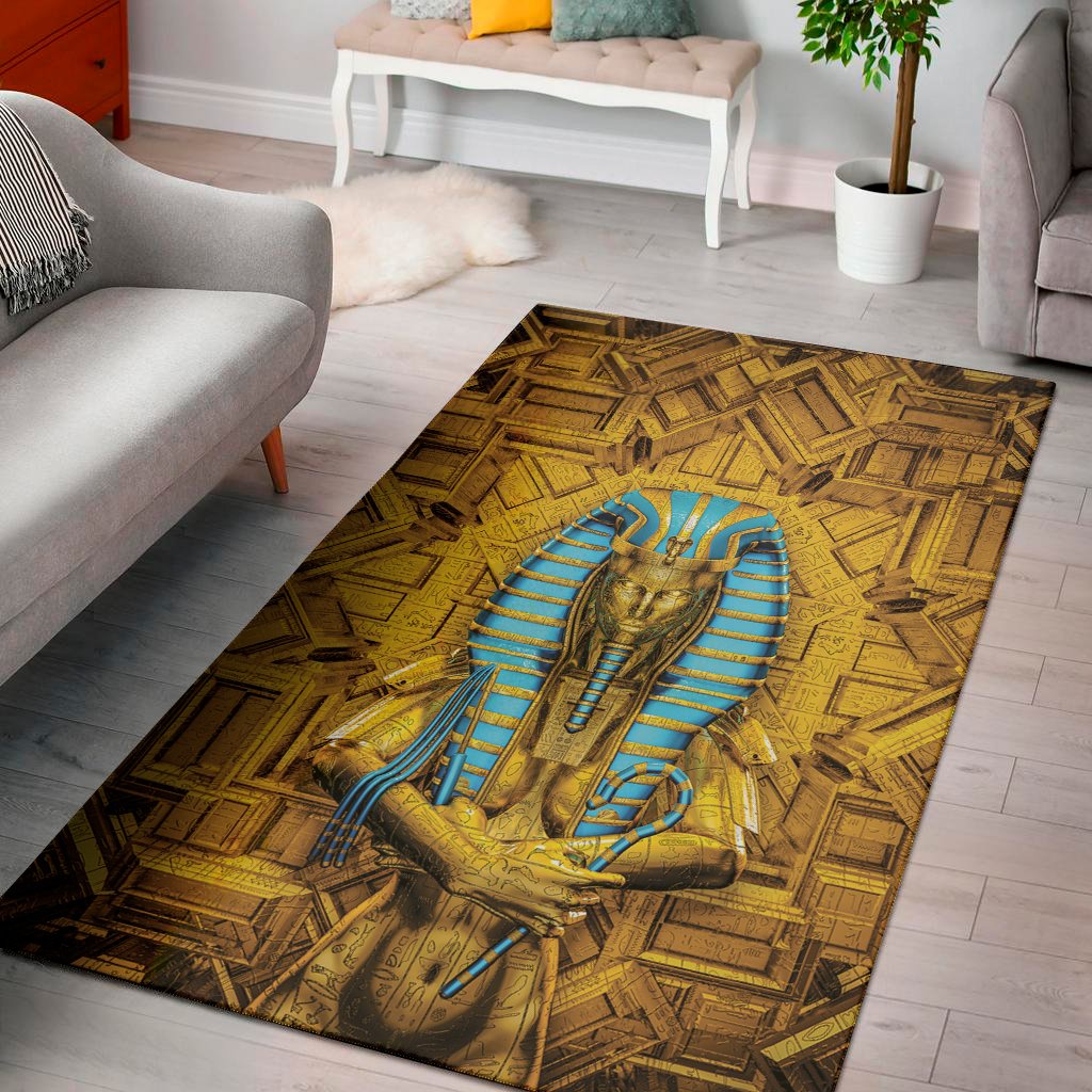 golden egyptian pharaoh print area rug floor decor 3319