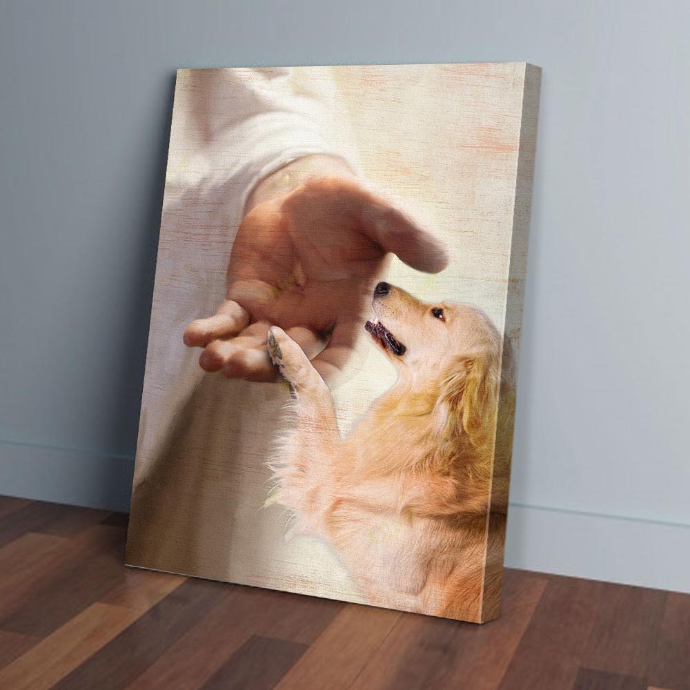 golden retriever dog jesus canvas prints wall art decor 3819