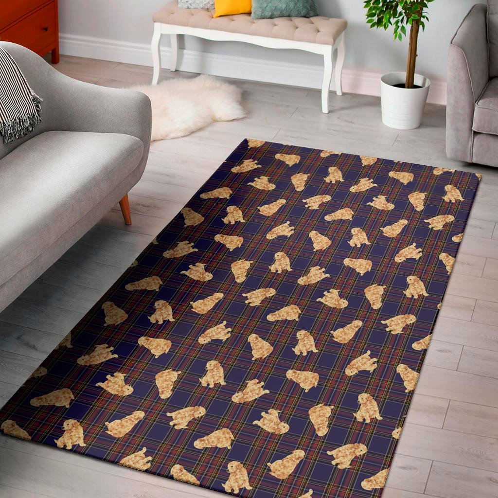 golden retriever tartan pattern print area rug floor decor 1683