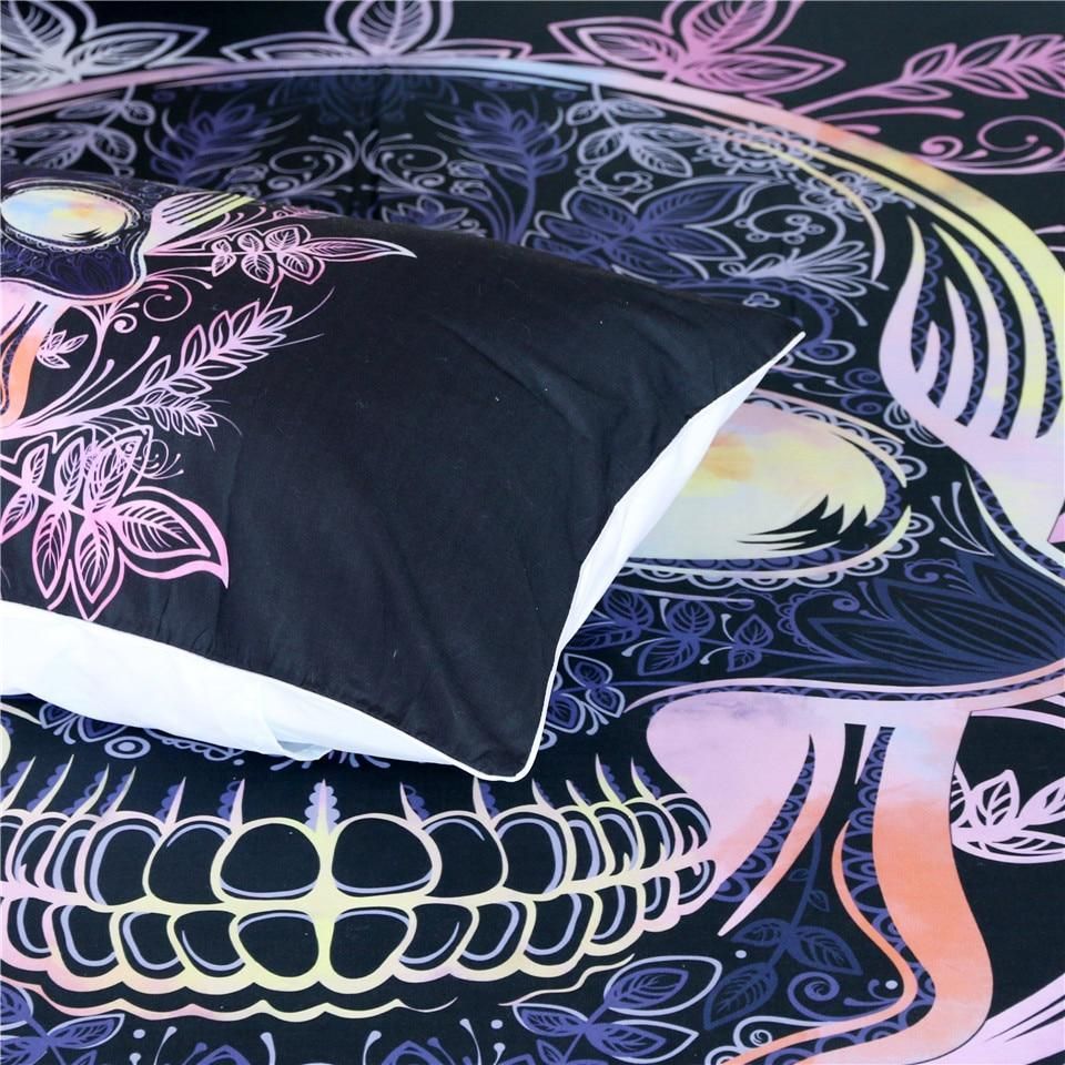 gothic skull leaves paisley pink purple printed bedding set bedroom decor 7692