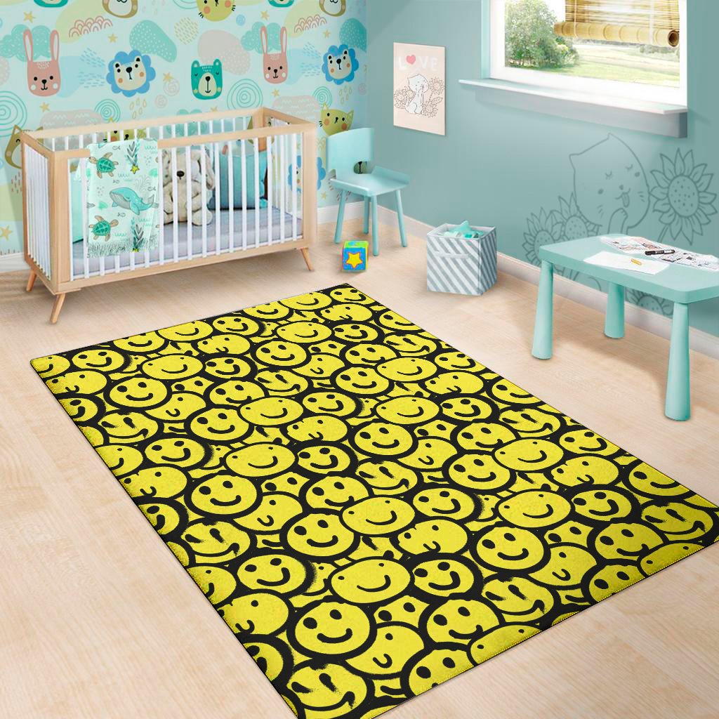 graffiti happy emoji pattern print area rug floor decor 5665