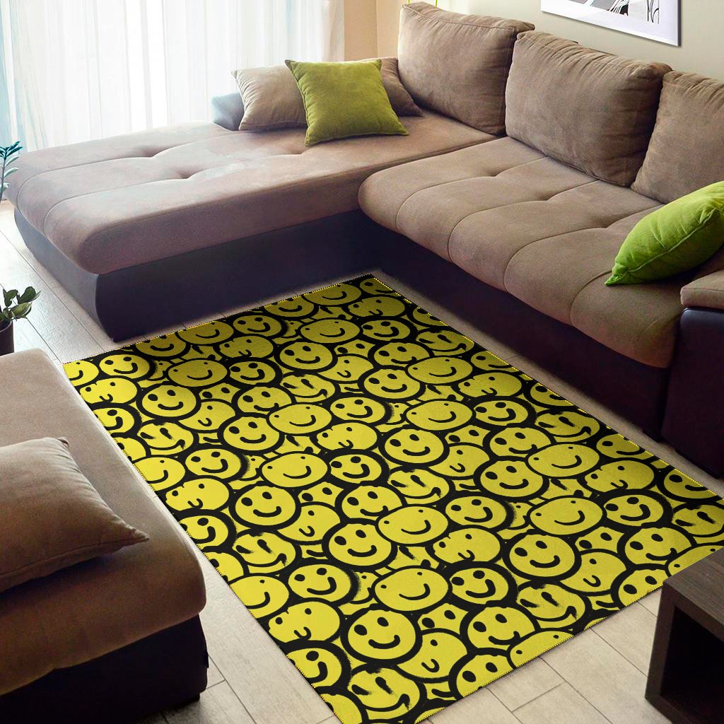 graffiti happy emoji pattern print area rug floor decor 5678
