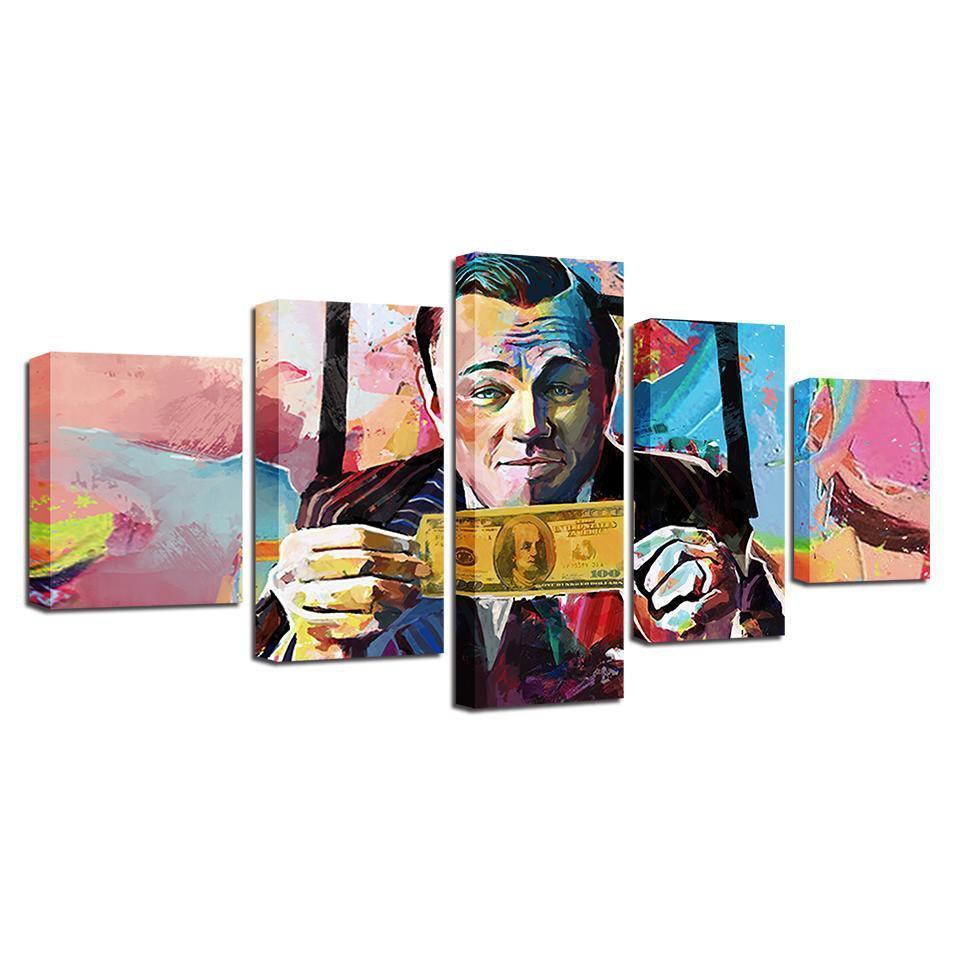 graffiti leonardo dicaprio abstract 5 panel canvas art wall decor 1176