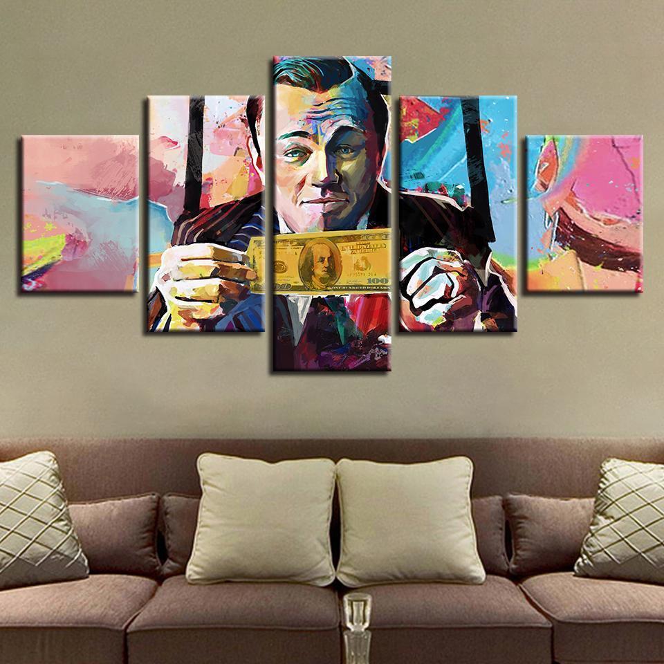 graffiti leonardo dicaprio abstract 5 panel canvas art wall decor 5463