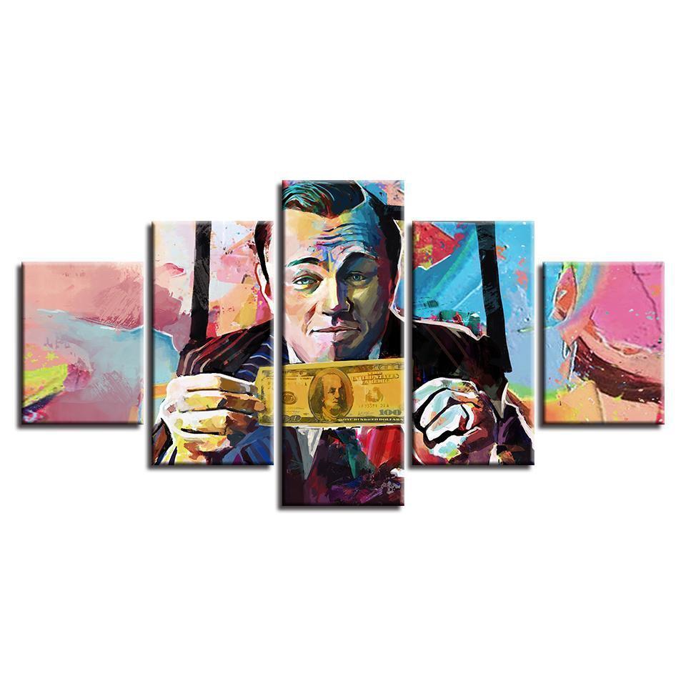 graffiti leonardo dicaprio abstract 5 panel canvas art wall decor 8244