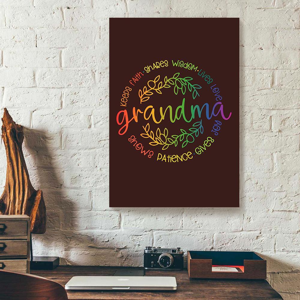grandma keeps faith shares wisdom rainbow canvas prints wall art decor 3482