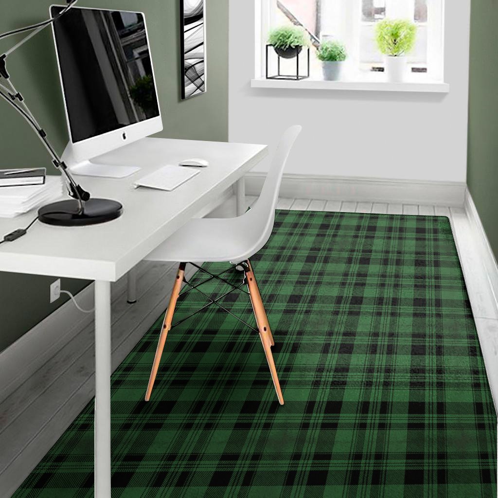 green and black tartan pattern print area rug floor decor 5946