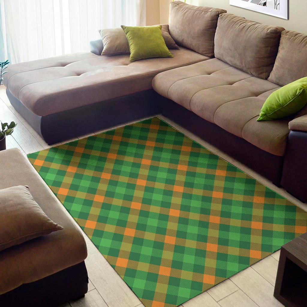 green and orange buffalo plaid print area rug floor decor 3996