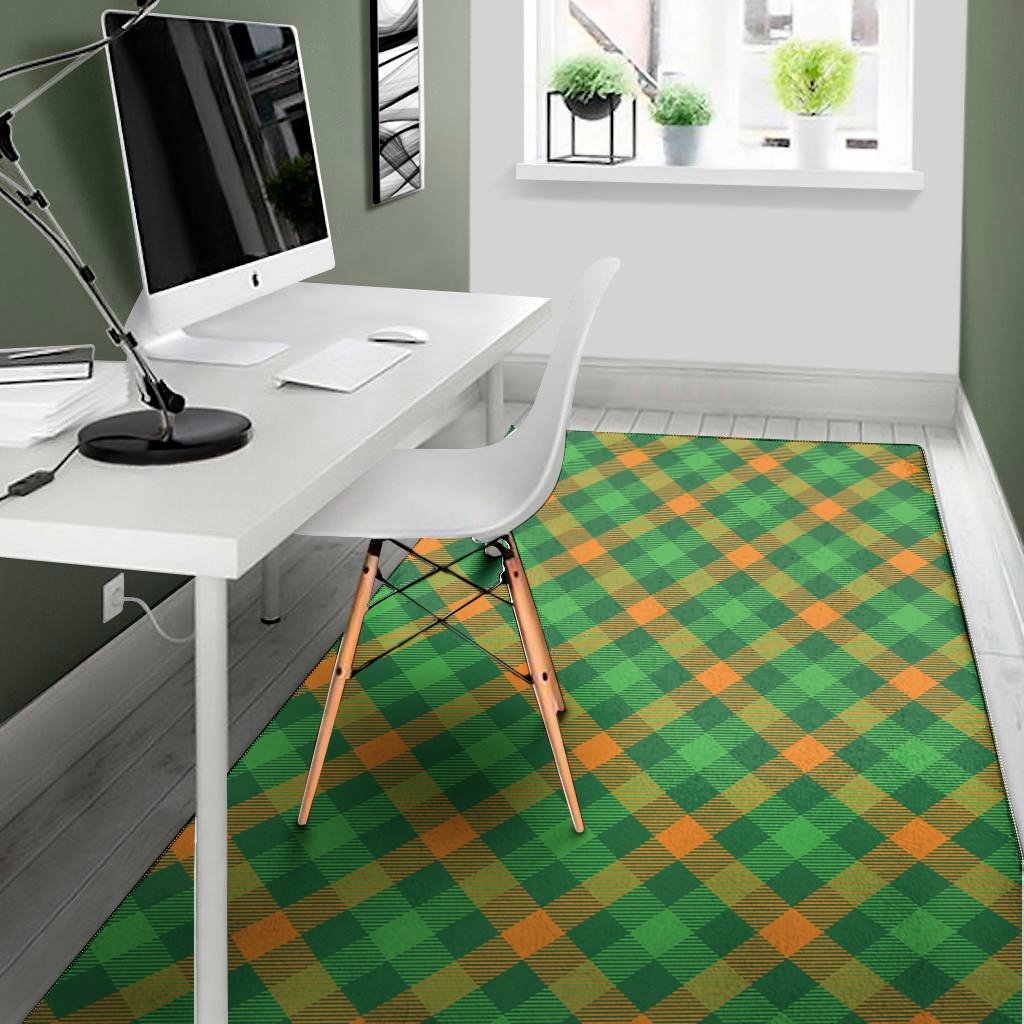 green and orange buffalo plaid print area rug floor decor 5016