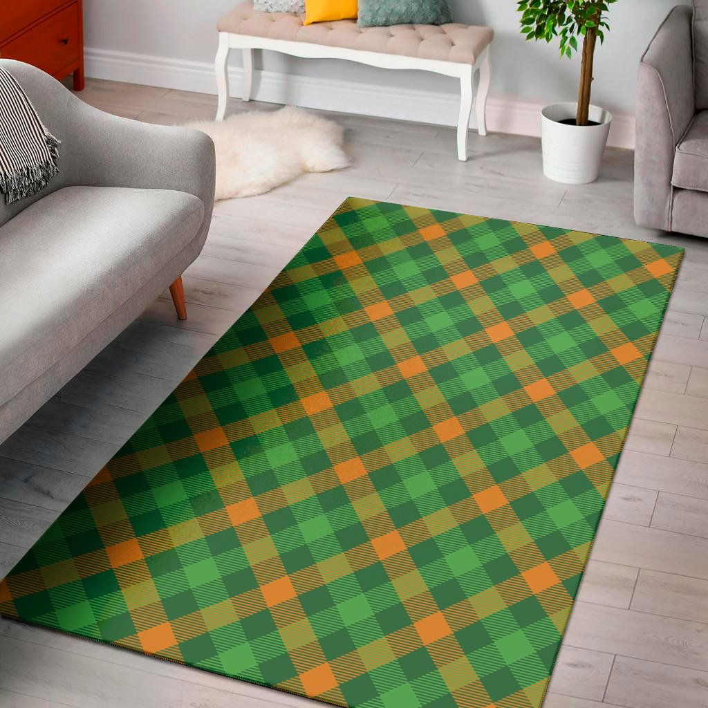 green and orange buffalo plaid print area rug floor decor 6077