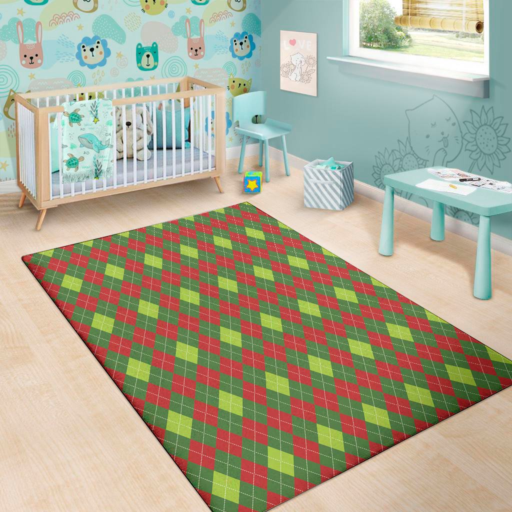 green and red christmas argyle print area rug floor decor 1001