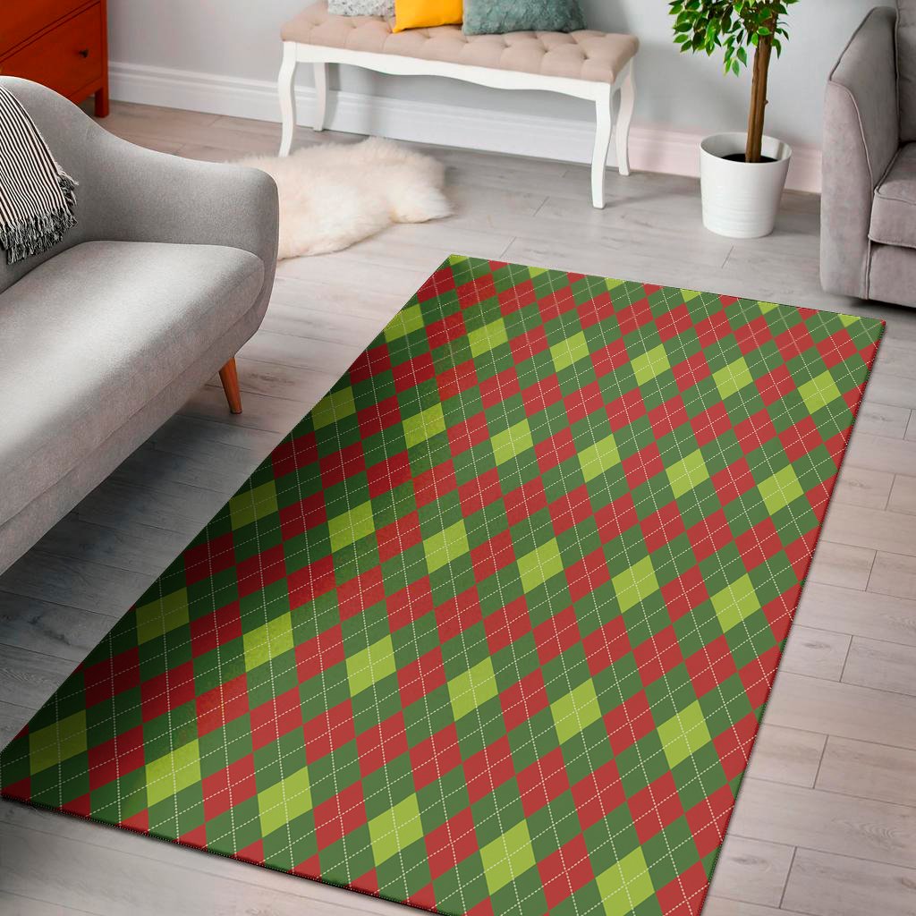 green and red christmas argyle print area rug floor decor 5574