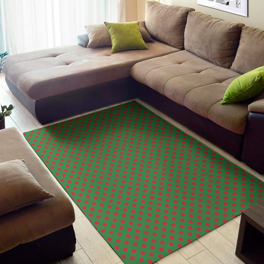 green and red polka dot pattern print area rug floor decor 6890