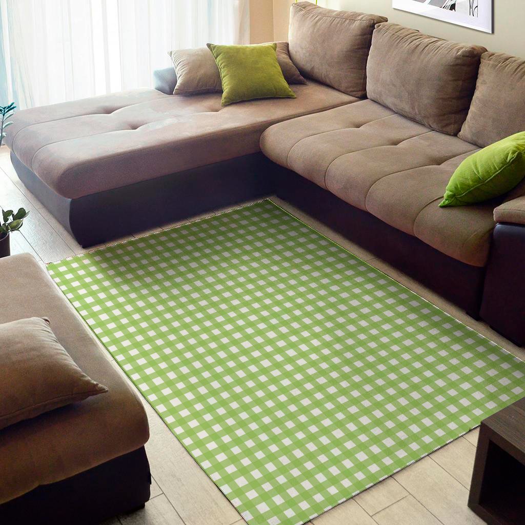 green and white check pattern print area rug floor decor 4541