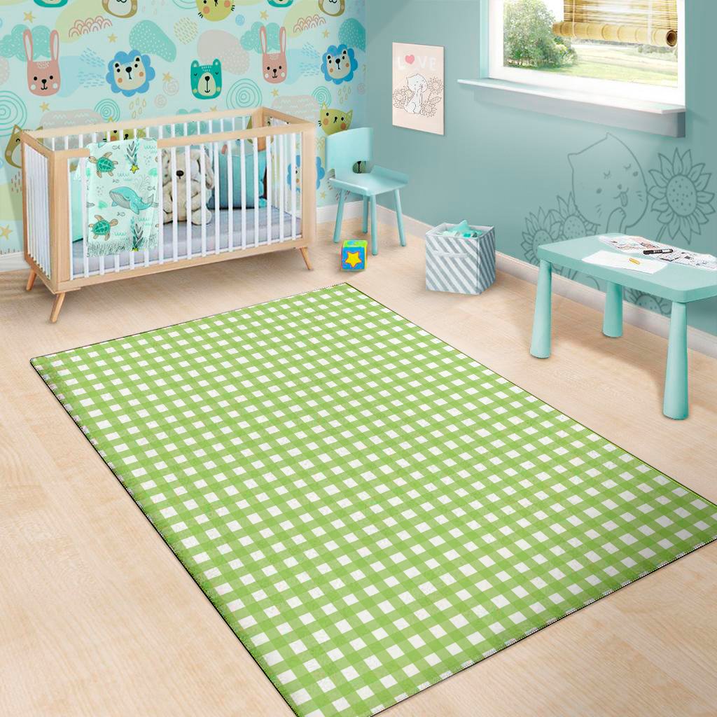 green and white check pattern print area rug floor decor 5110