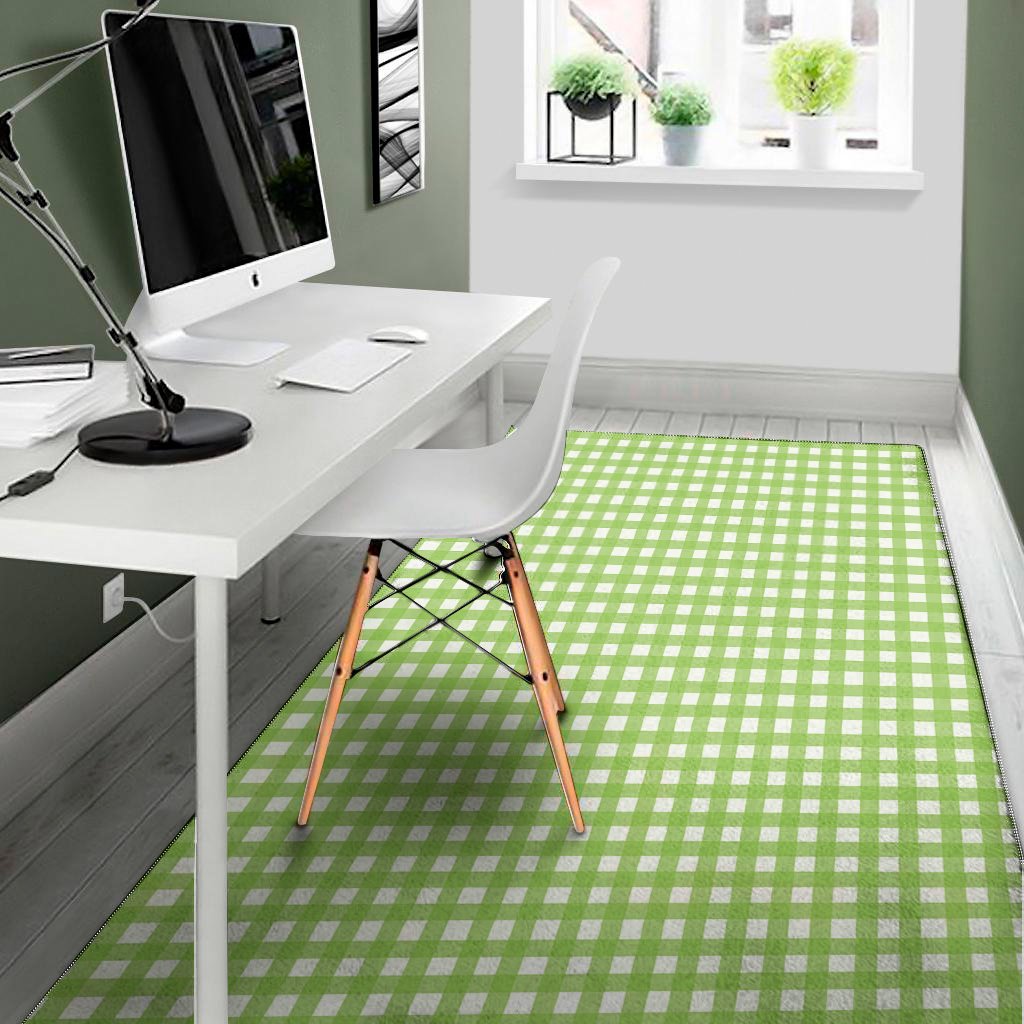 green and white check pattern print area rug floor decor 6063