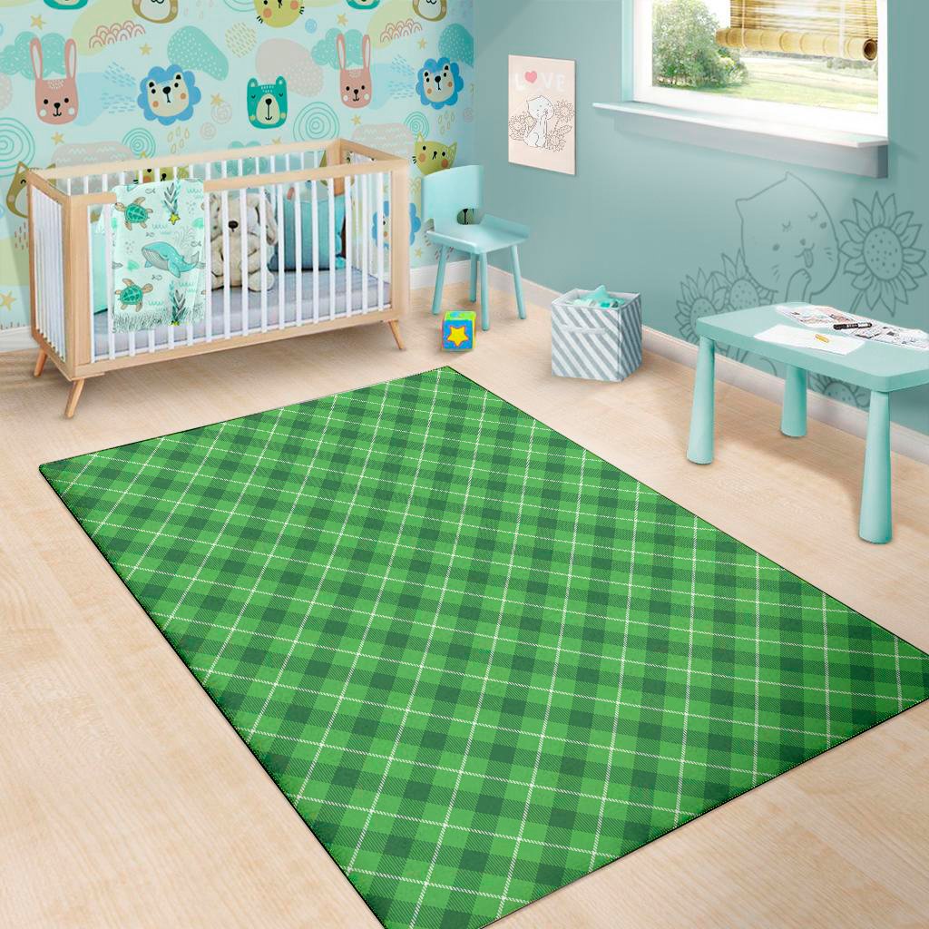 green and white plaid pattern print area rug floor decor 1969