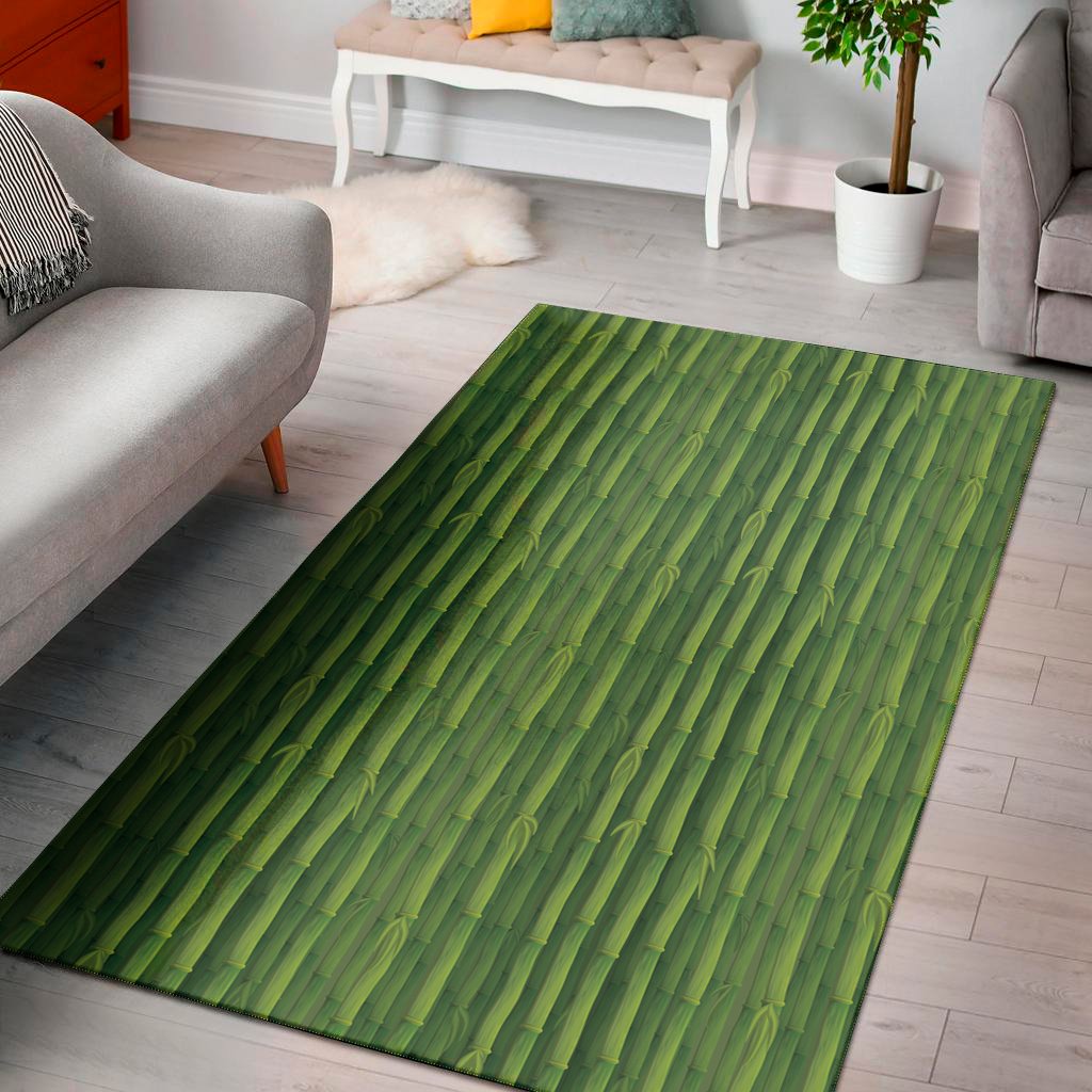 green bamboo tree pattern print area rug floor decor 3584