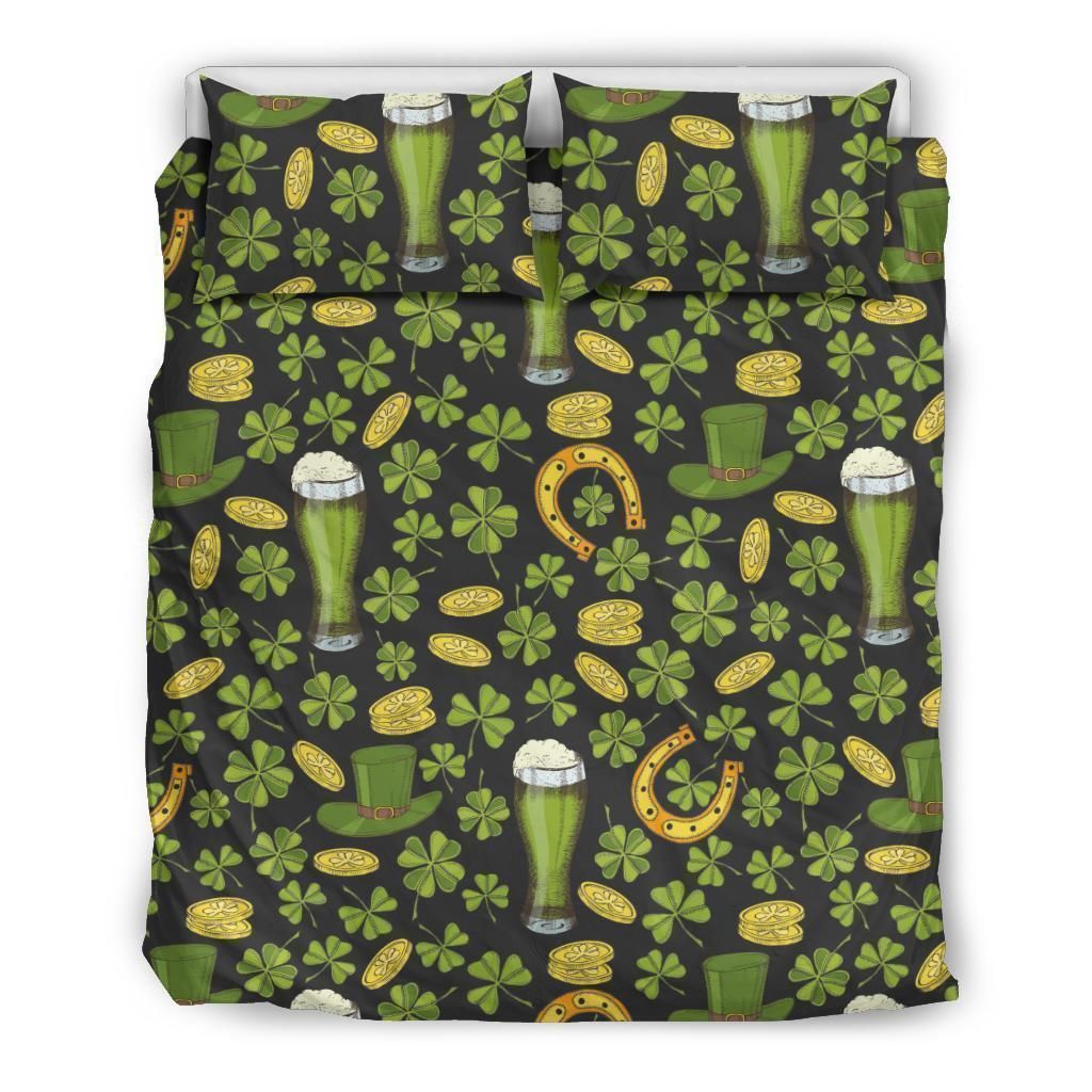 green beer clover st patricks day duvet cover bedding set 3735