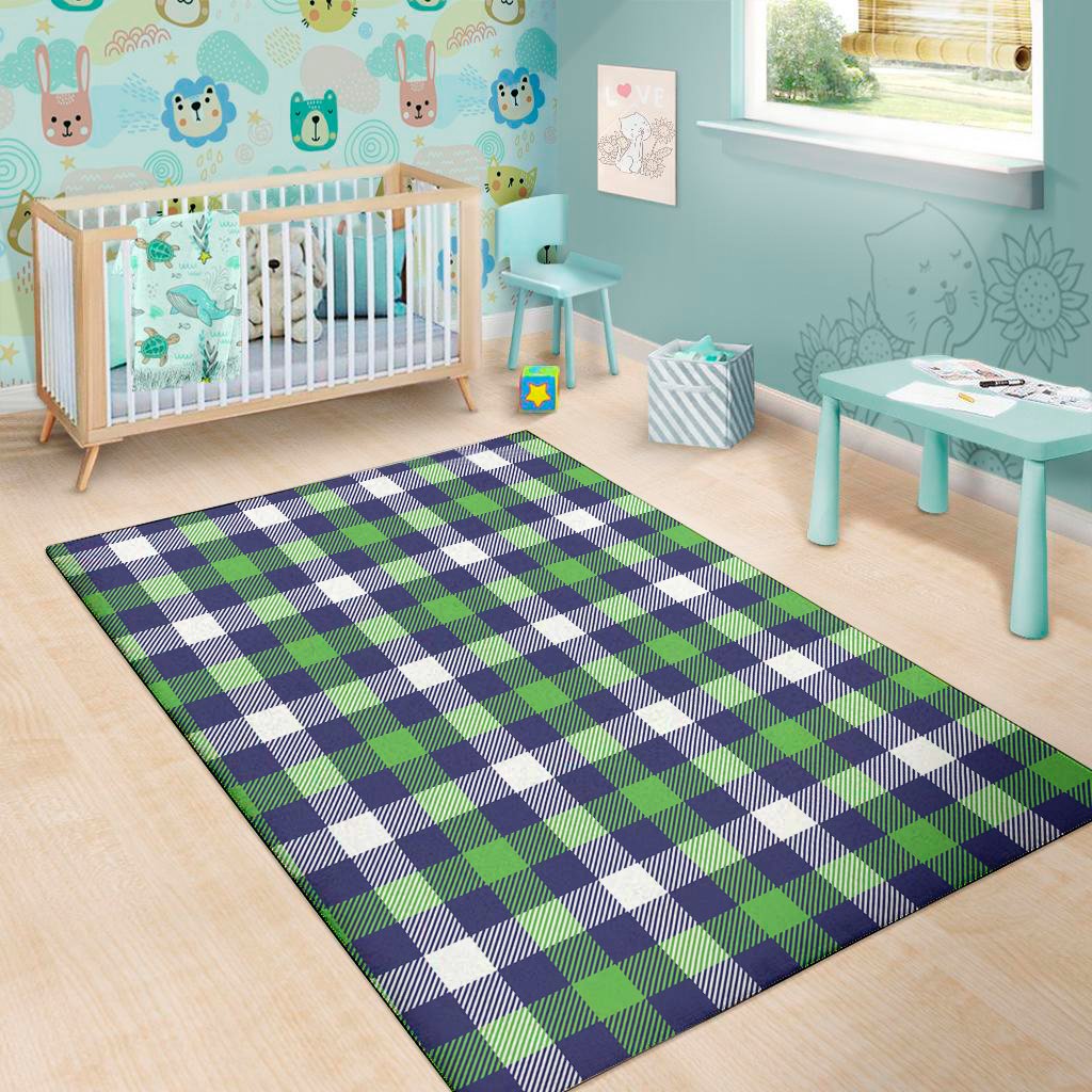 green blue and white buffalo plaid print area rug floor decor 2765