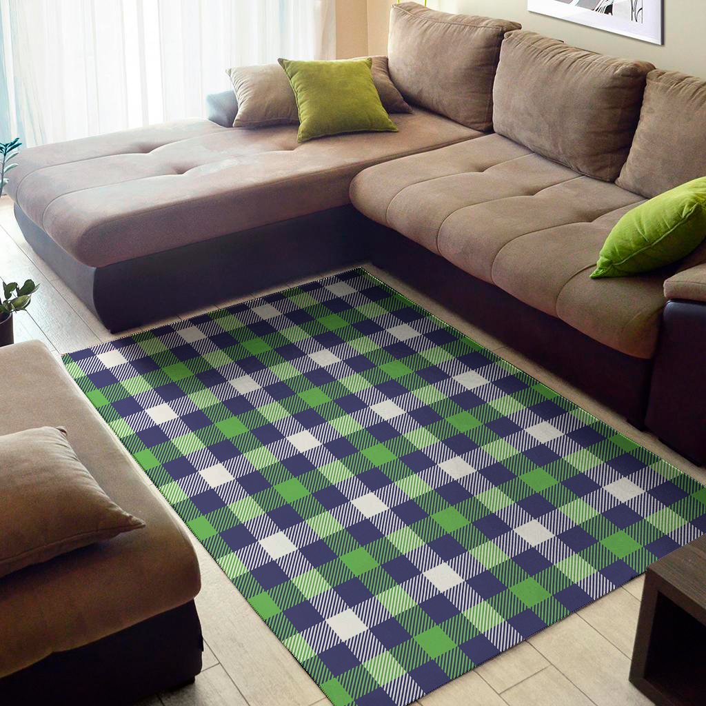 green blue and white buffalo plaid print area rug floor decor 8322