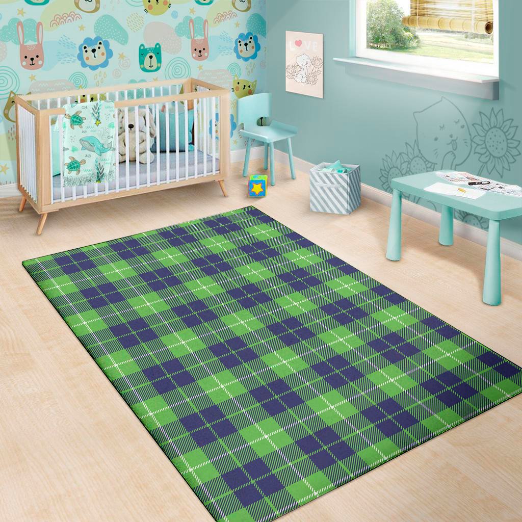 green blue and white tartan print area rug floor decor 6810