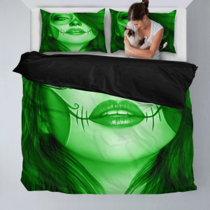 green calavera fresh look halloween spirit duvet cover bedding set bedroom decor 2489