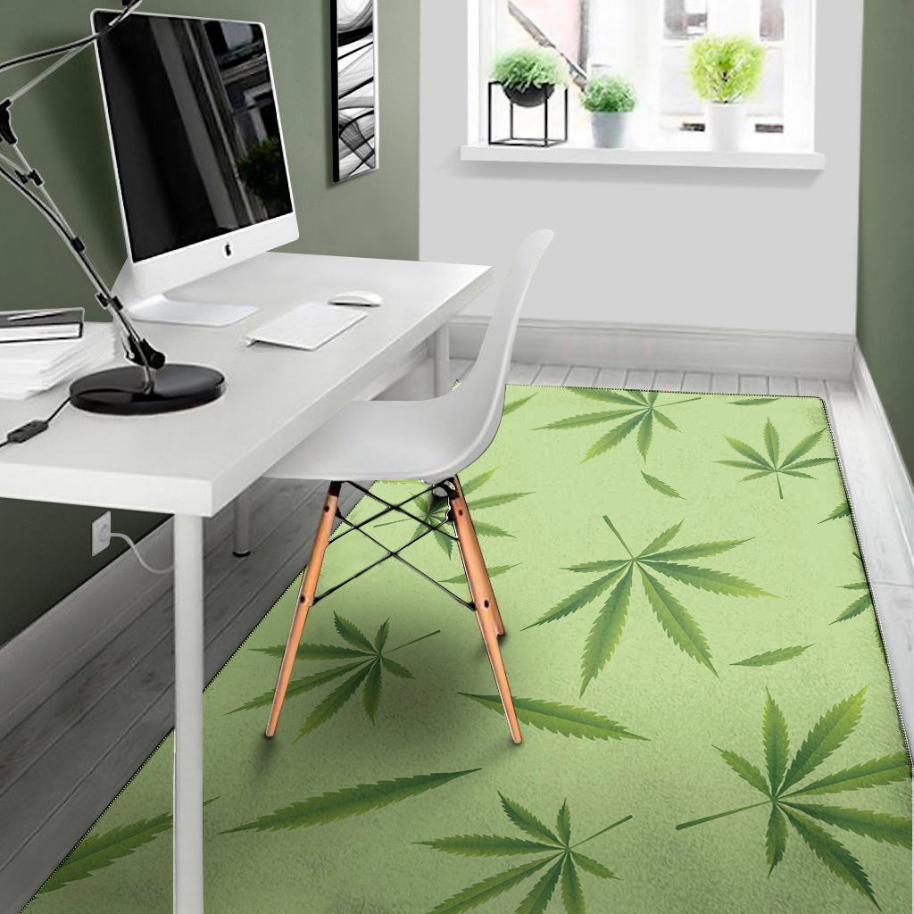 green hemp leaves pattern print area rug floor decor 3855