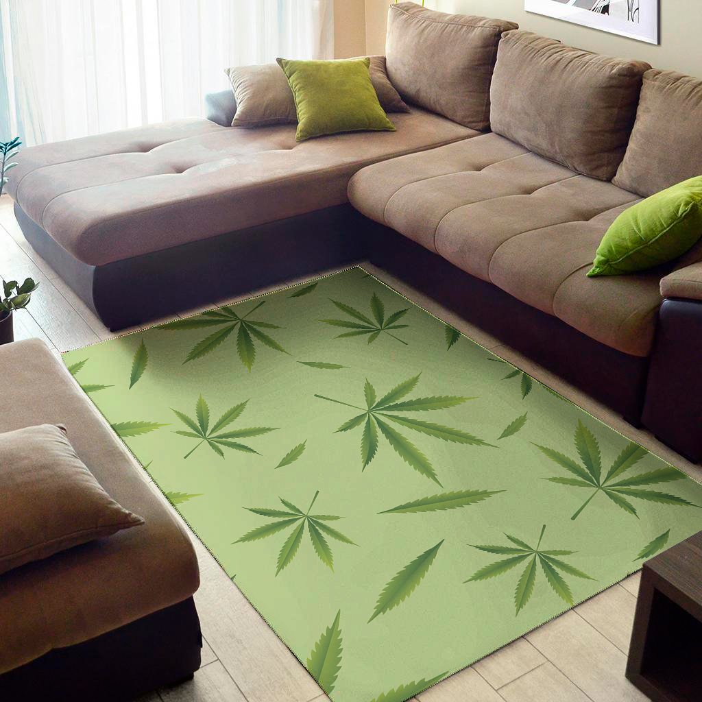 green hemp leaves pattern print area rug floor decor 5445