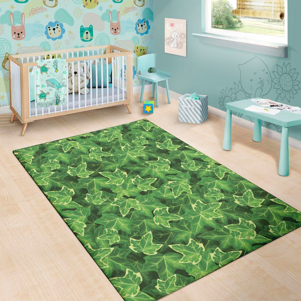 green ivy leaf pattern print area rug floor decor 7080