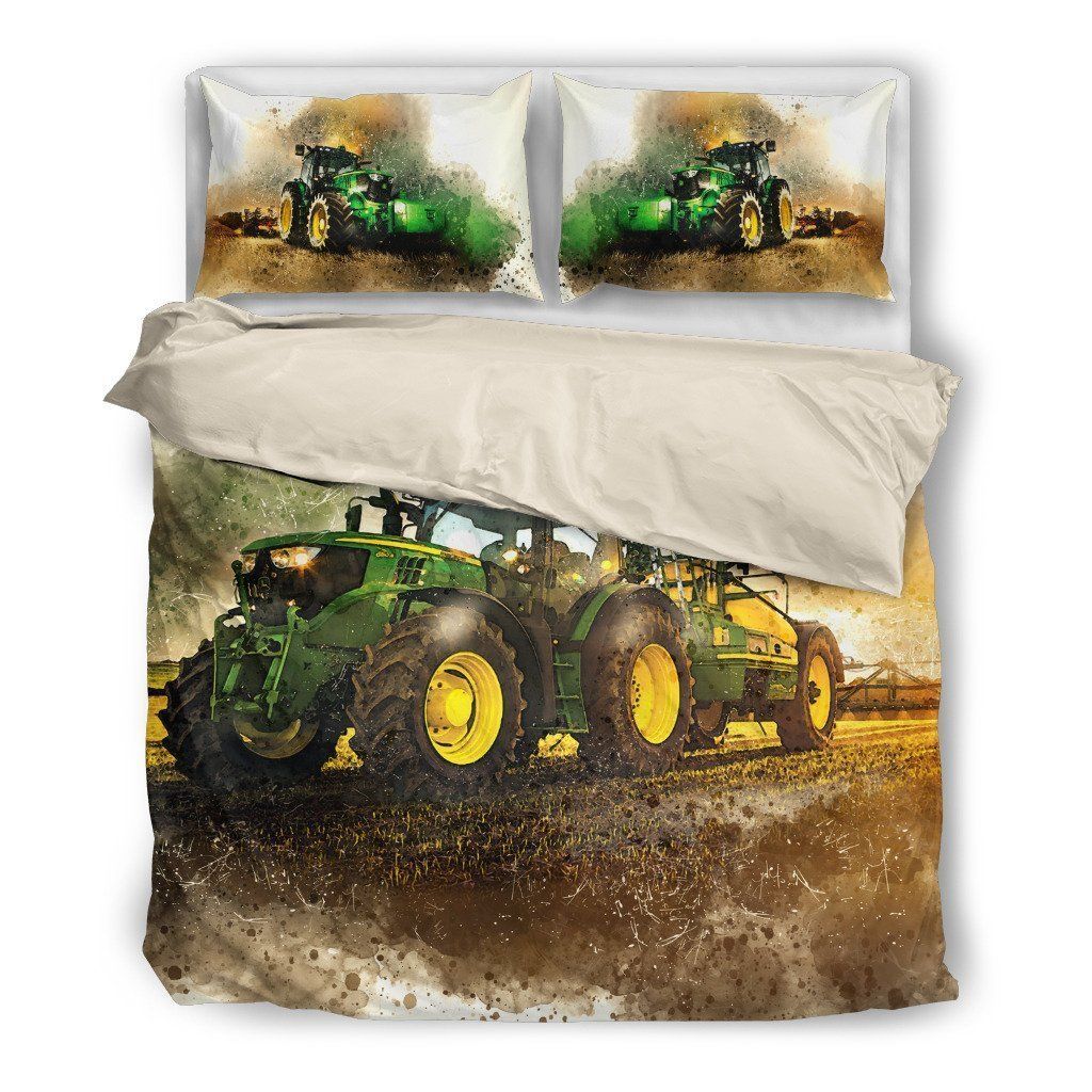 Green John Deere Tractor Bedding Set Bedroom Decor Teehall Live Creatively