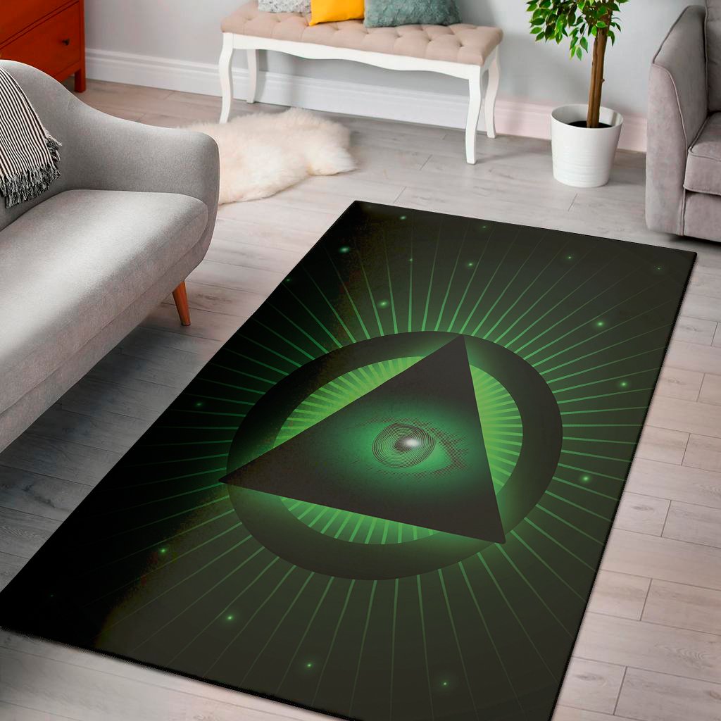 Green Masonic Eye Print Area Rug Floor Decor green masonic eye print area rug floor decor 3050