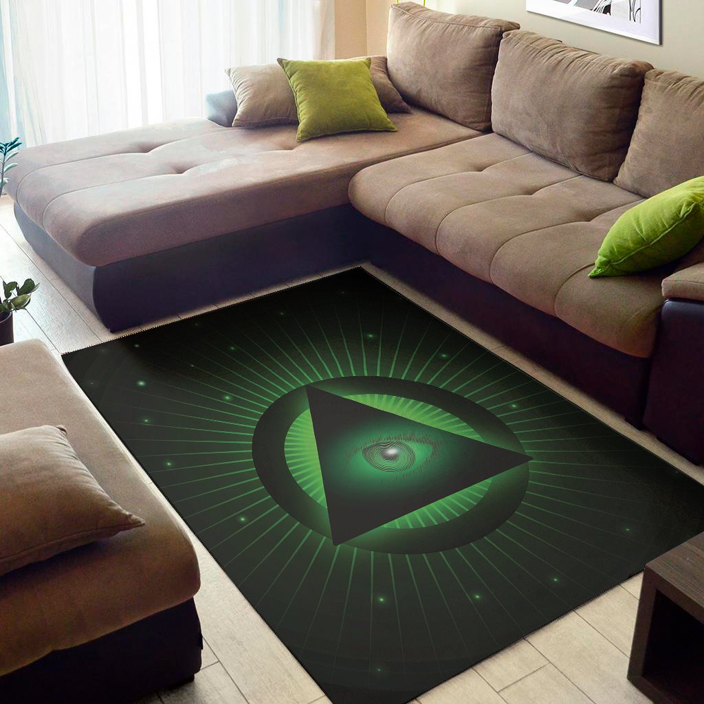 Green Masonic Eye Print Area Rug Floor Decor green masonic eye print area rug floor decor 7820