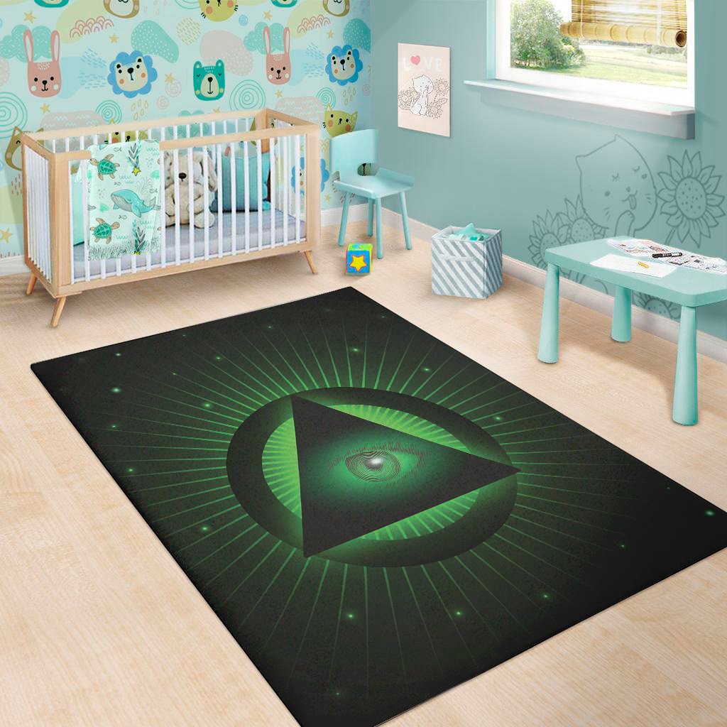 Green Masonic Eye Print Area Rug Floor Decor green masonic eye print area rug floor decor 8451