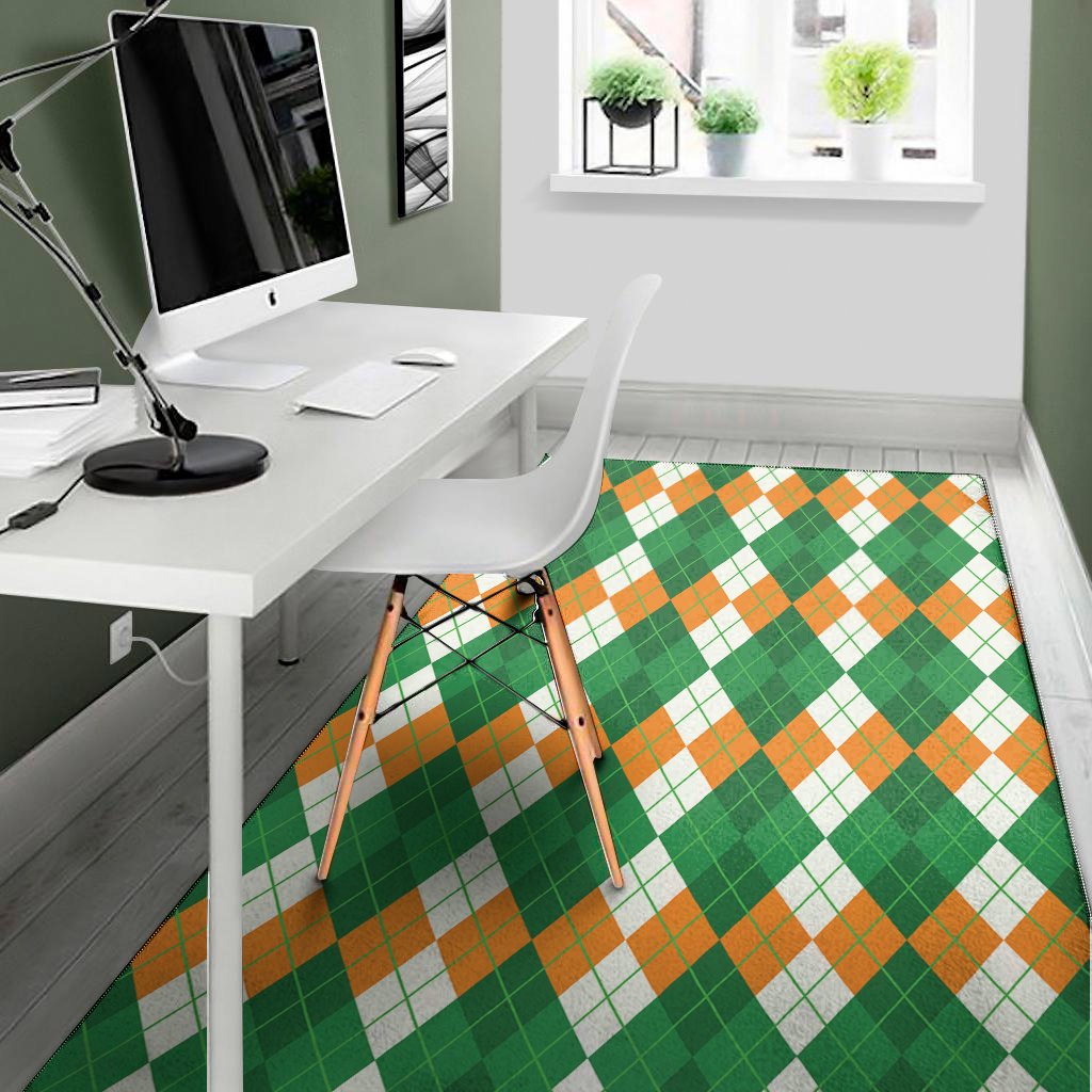 green orange and white argyle print area rug floor decor 5005